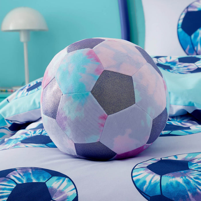 Kids Tie Dye Football 3D Shaped Cushion Lilac
