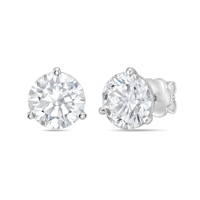 Lab-Grown Martini Round Diamond Studs, 3-Prong