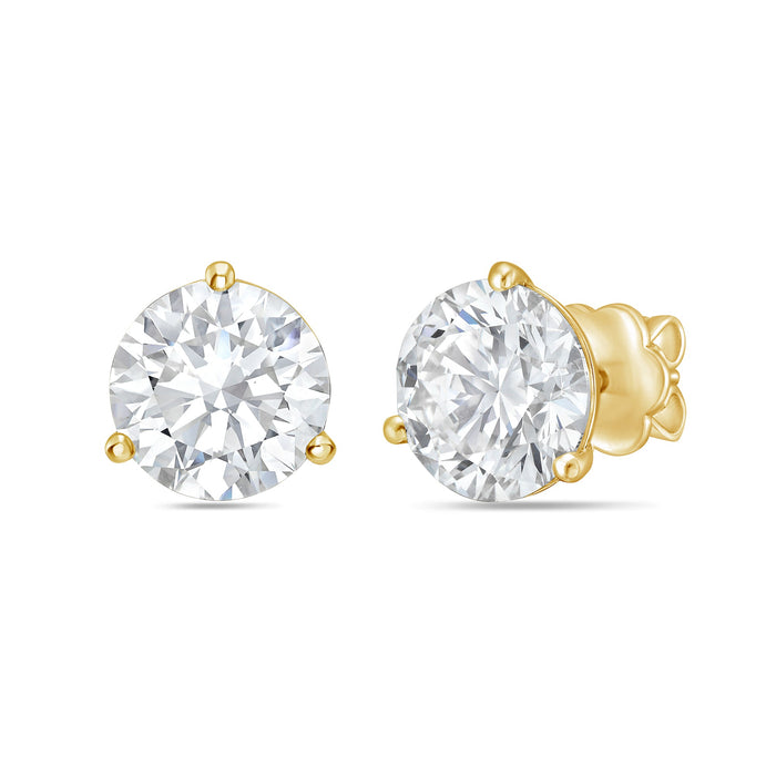 Lab-Grown Martini Round Diamond Studs, 3-Prong