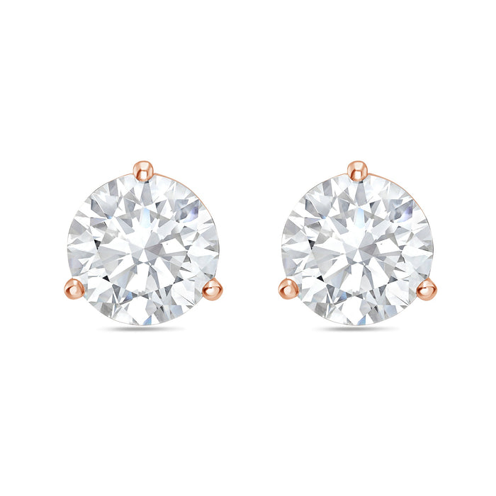 Lab-Grown Martini Round Diamond Studs, 3-Prong