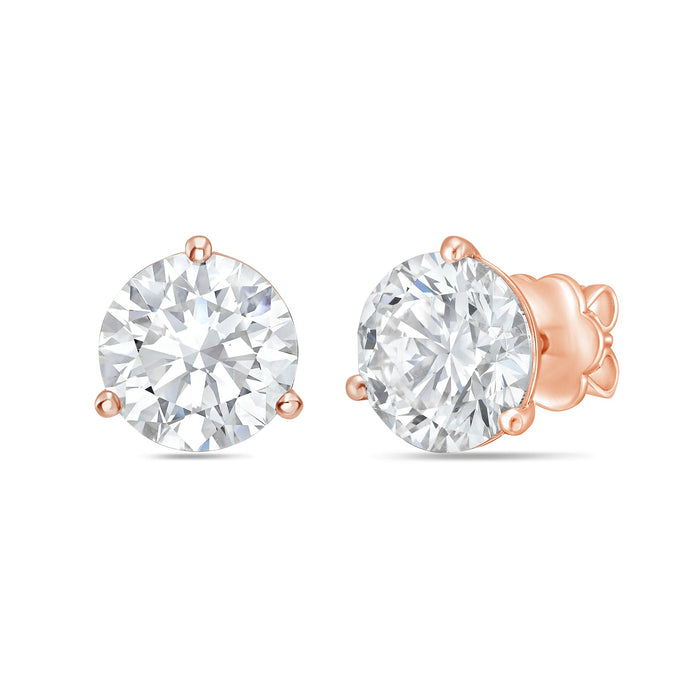 Lab-Grown Martini Round Diamond Studs, 3-Prong