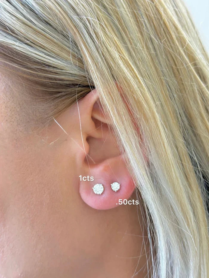Lab-Grown Martini Round Diamond Studs, 3-Prong