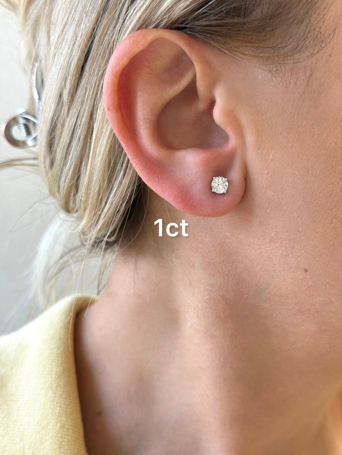 Lab-Grown Round Diamond Stud Earrings, 4-Prong