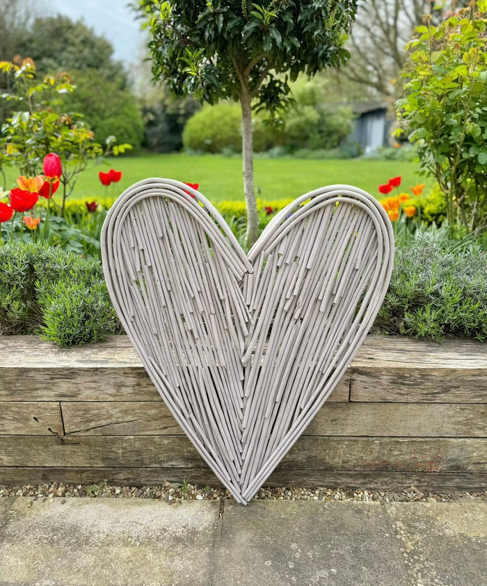 Large Old Hessian Wicker Heart- 85cm