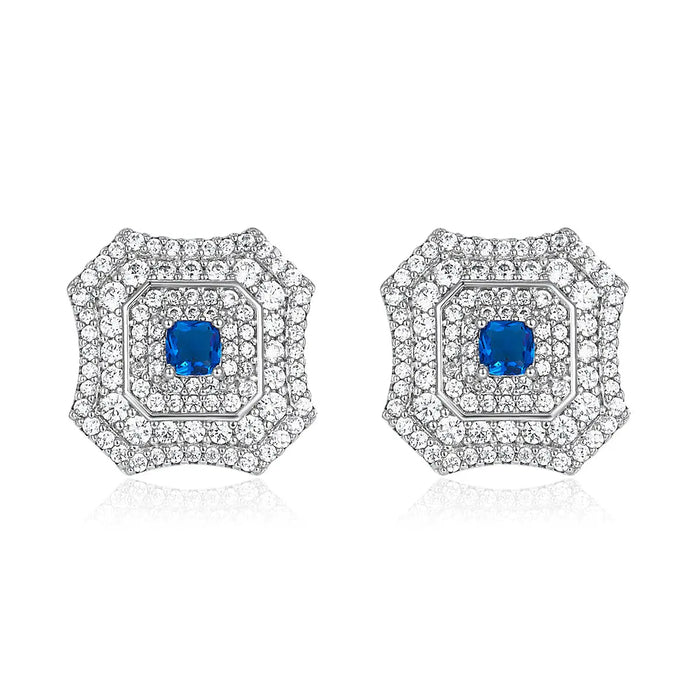 Latte Da Earrings in Sapphire - Platinum