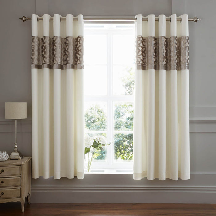 Lattice Cut Natural Eyelet Curtains