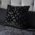 Lattice Cut Velvet Cushion Black