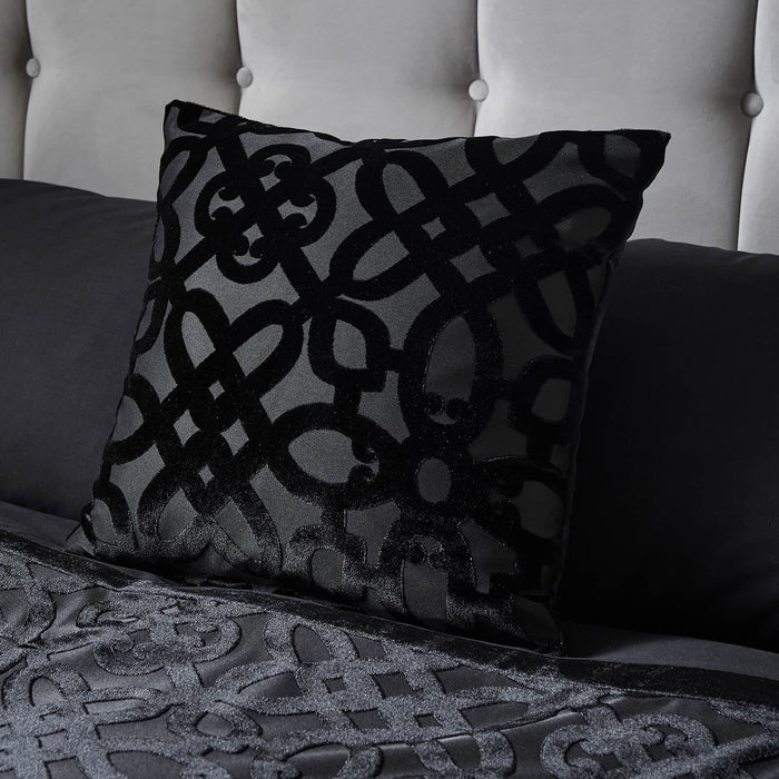 Lattice Cut Velvet Cushion Black