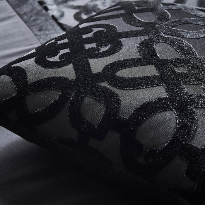Lattice Cut Velvet Cushion Black