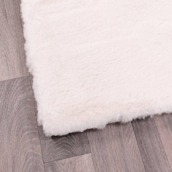Handmade Carpets Luxe Faux Fur Plain Ivory Rug