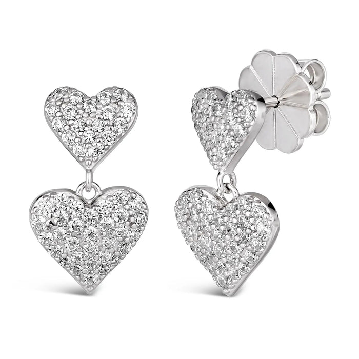 Maria Barcelona Double Heart Earrings Platinum