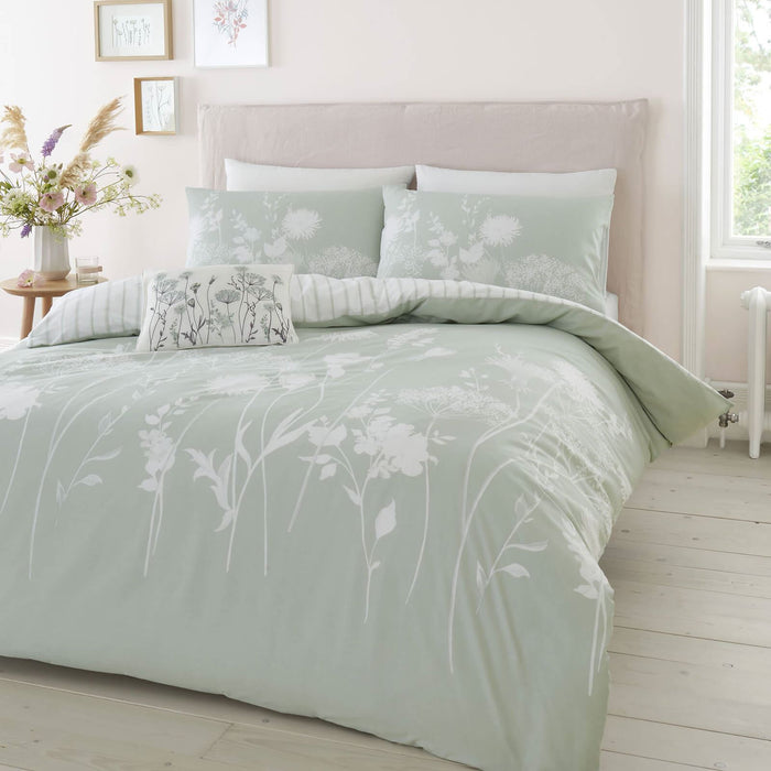 Meadowsweet Floral Green Duvet Cover Set