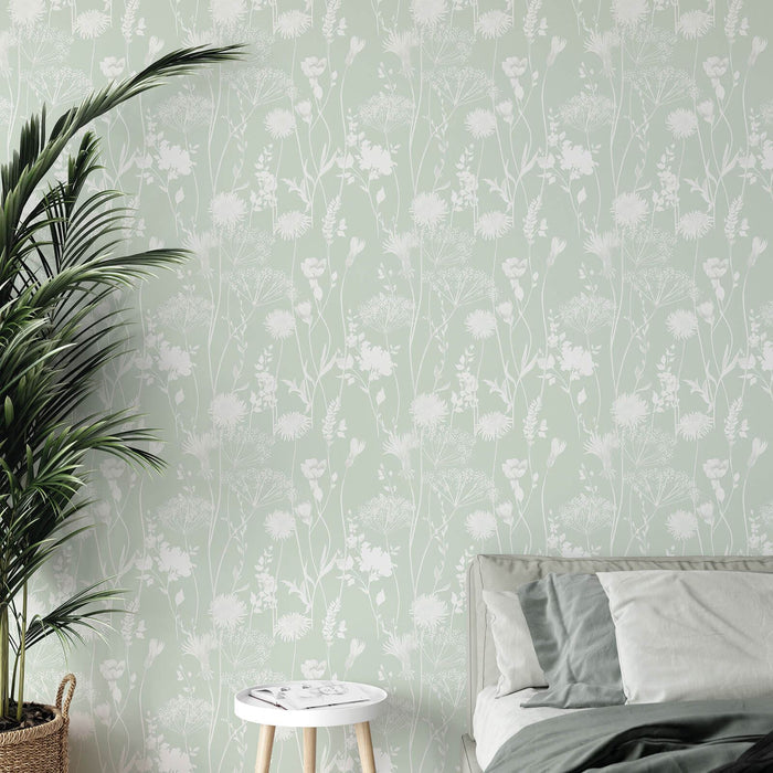 Meadowsweet Green Wallpaper
