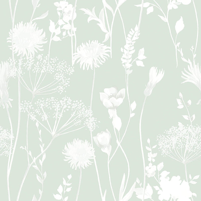 Meadowsweet Green Wallpaper