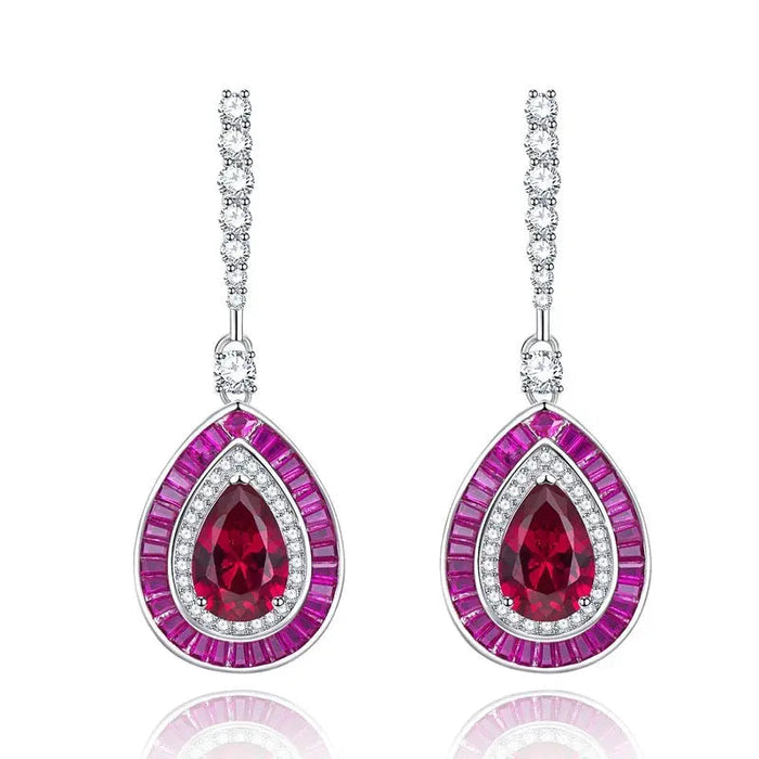 Medellin Gem Drop Earrings in Ruby