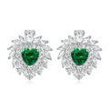 Multi Gem Heart Earrings in Emerald