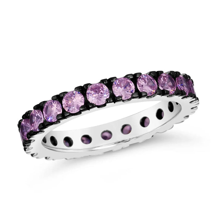 Multi-Sapphire Skinny Eternity Band In Argyle Pink