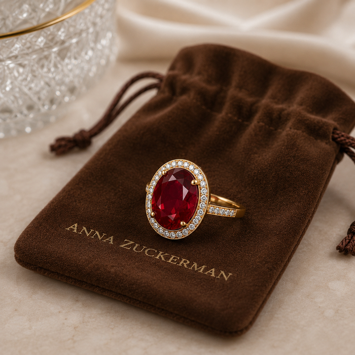 Oval Solitaire Halo Ring by AZ Essentials