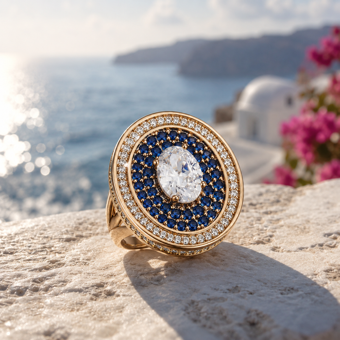 Palazzo Double Halo Cocktail Ring