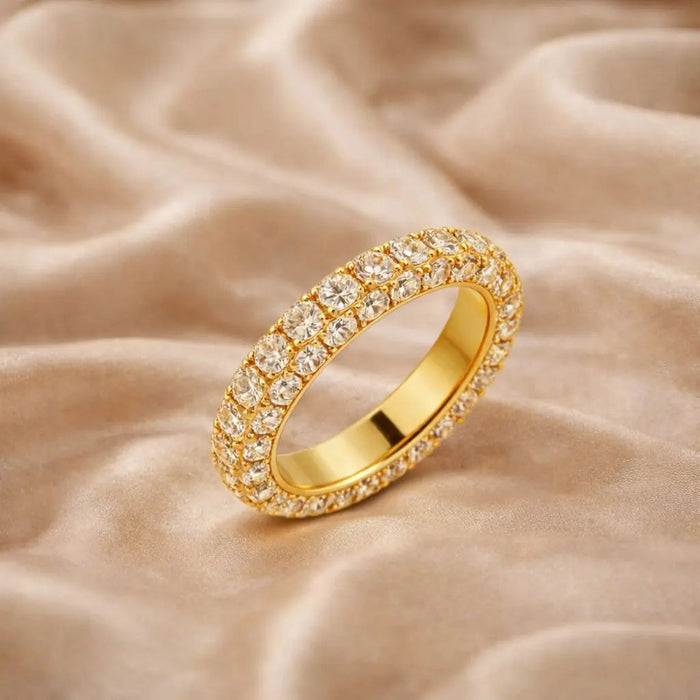 Pave Eternity Ring In Yellow Gold