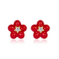 Petit Daisy Red Earrings