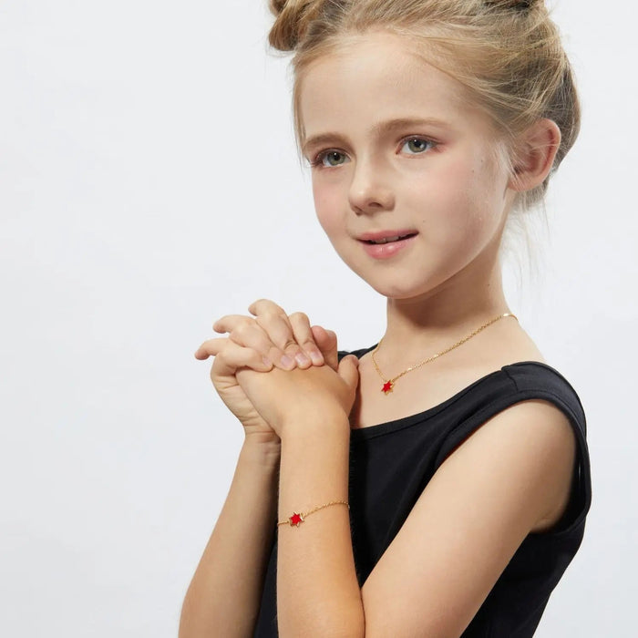 Petit Star of David Bracelet in Red