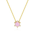 Petit Star of David Necklace in Pink