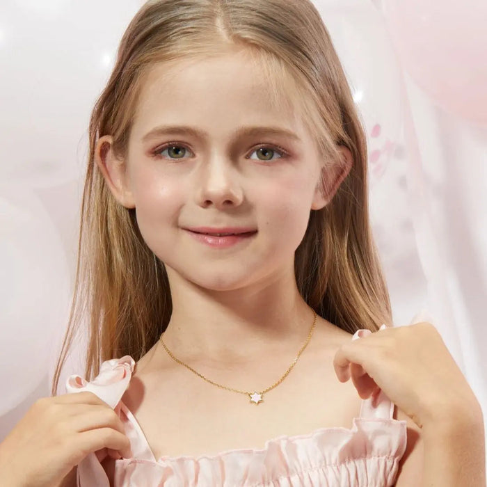 Petit Star of David Necklace in Pink
