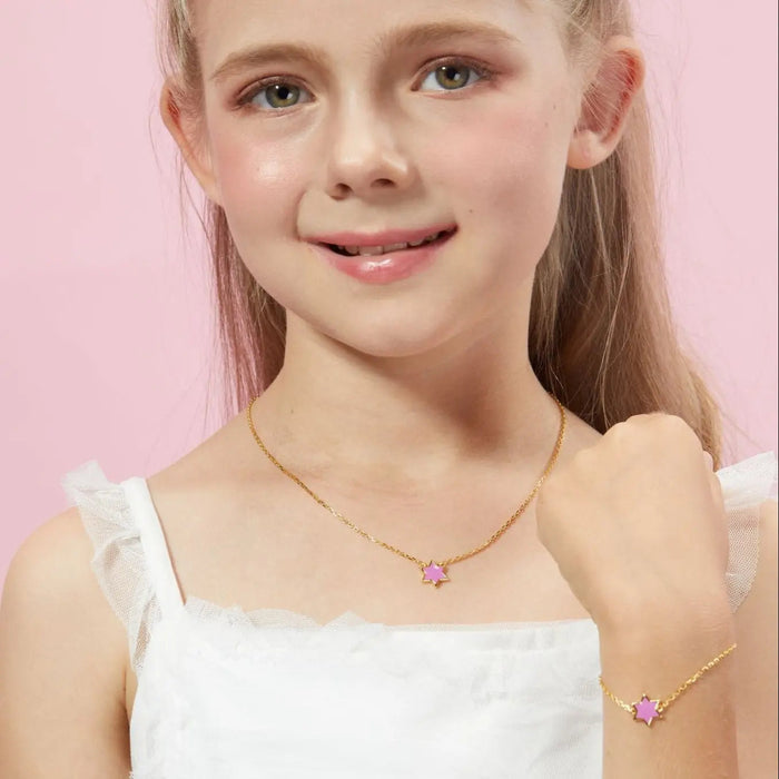 Petit Star of David Necklace in Rose