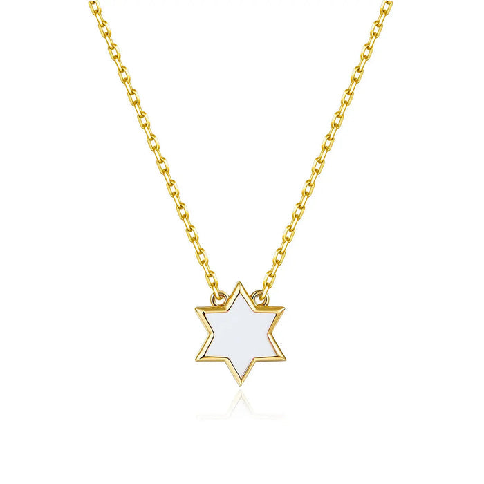 Petit Star of David Necklace in White