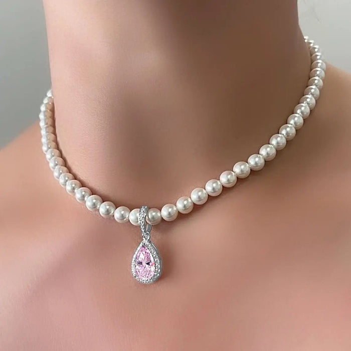 Princess Di Pearl Necklace in Argyle Pink