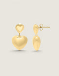 Puffed Double Heart Drop Earring - Fantasia by DeSerio