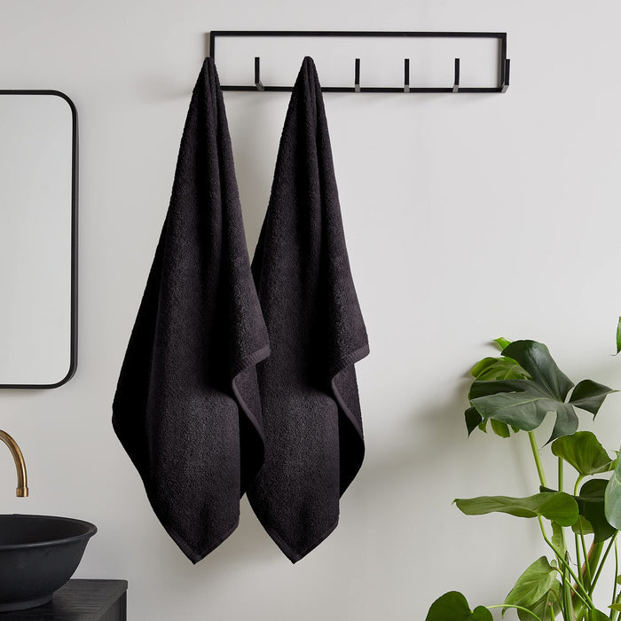 Quick Dry Black Bath Sheet Pair