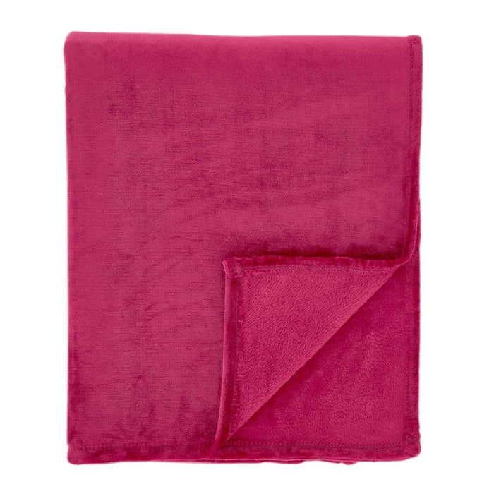 Raschel Velvet Touch Hot Pink Blanket Throw