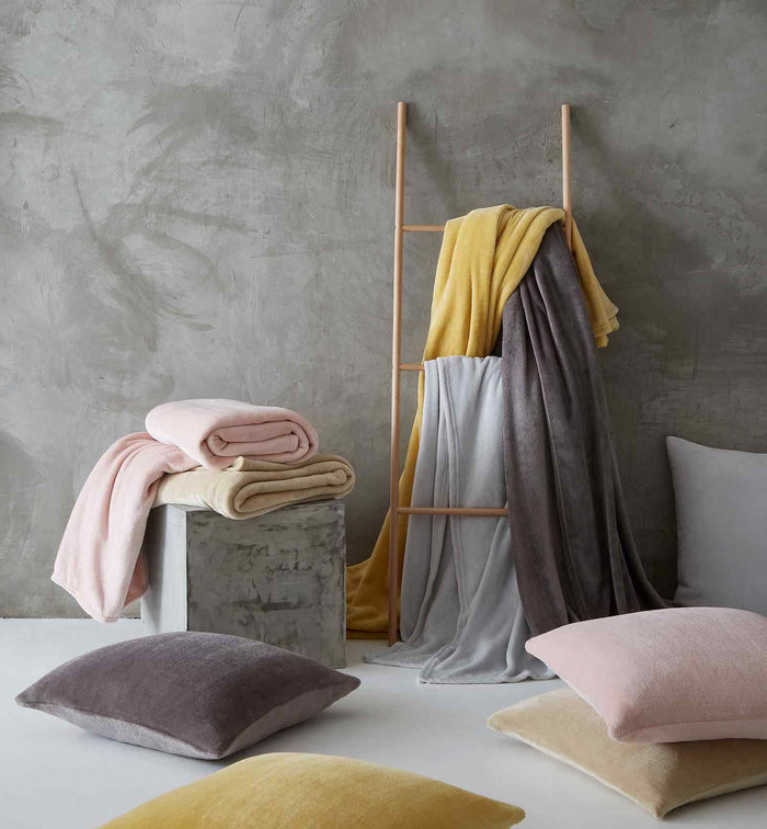 Raschel Velvet Touch Ochre Blanket Throw