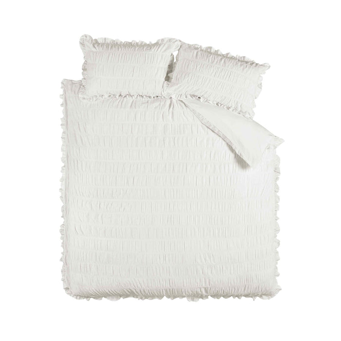 Seersucker Frill White Duvet Cover Set
