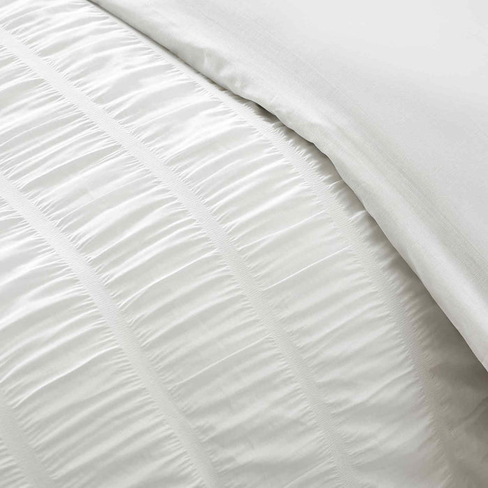 Seersucker Frill White Duvet Cover Set