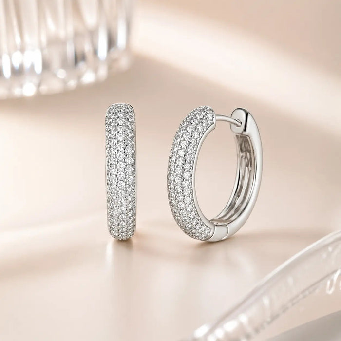 Sexy Pave Huggies by Thalia In Platinum