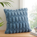 So Soft Carved Faux Fur Cushion Blue