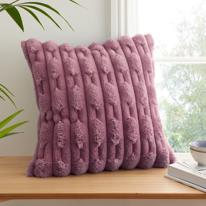 So Soft Carved Faux Fur Cushion Pink