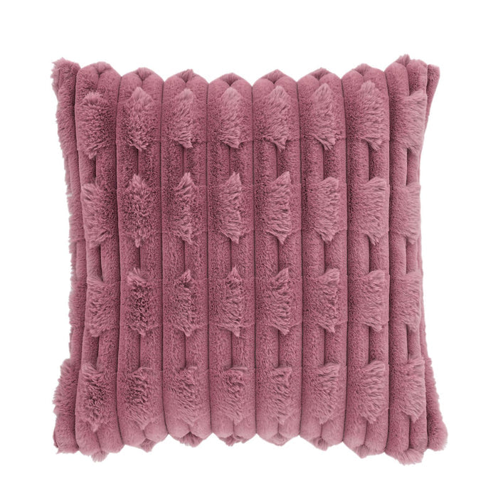So Soft Carved Faux Fur Cushion Pink