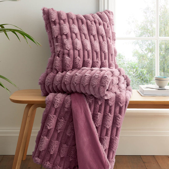 So Soft Carved Faux Fur Cushion Pink