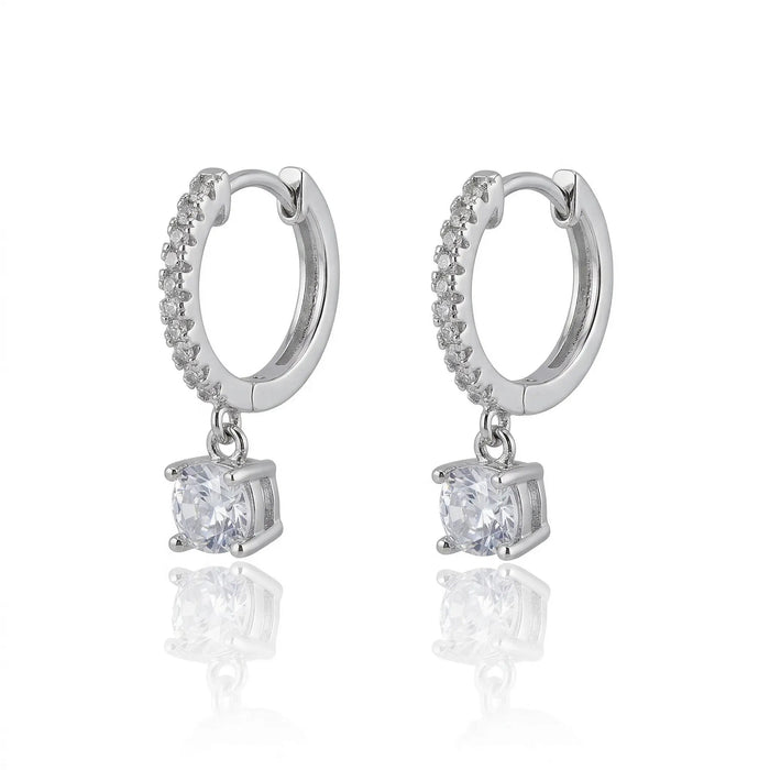Sofia Drop Huggies In Platinum