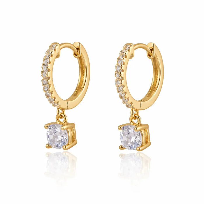 Sofia Drop Huggies In Yellow Gold