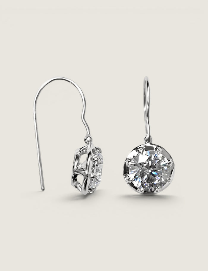 Solitaire Wire Drop Earrings - Fantasia by DeSerio