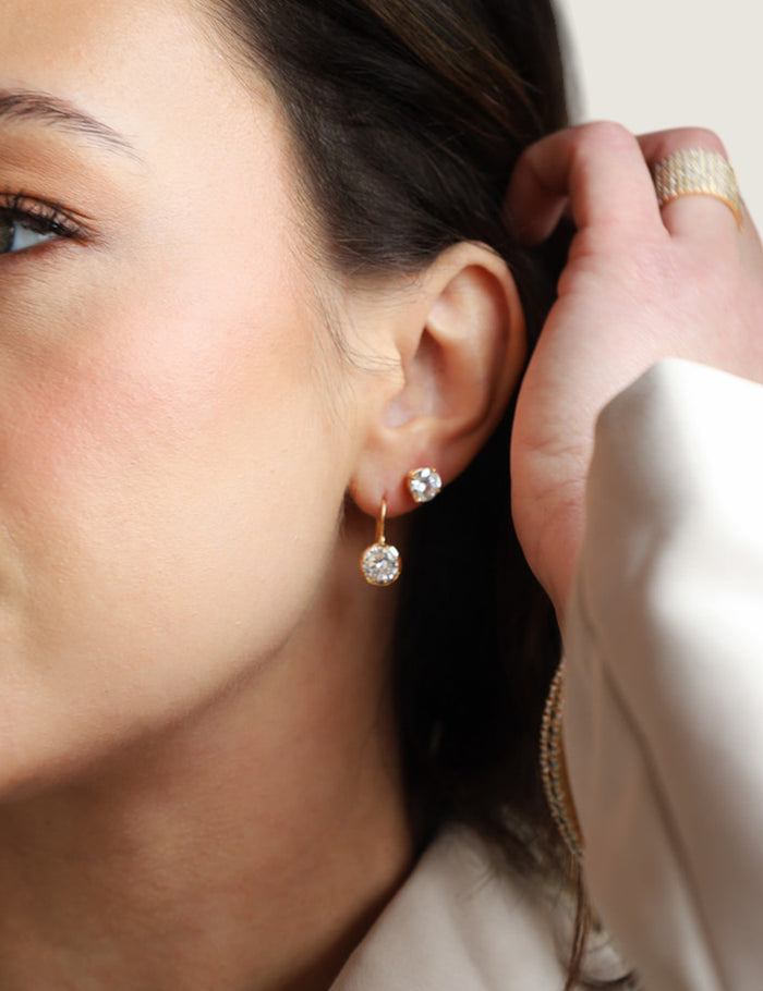 Solitaire Wire Drop Earrings - Fantasia by DeSerio