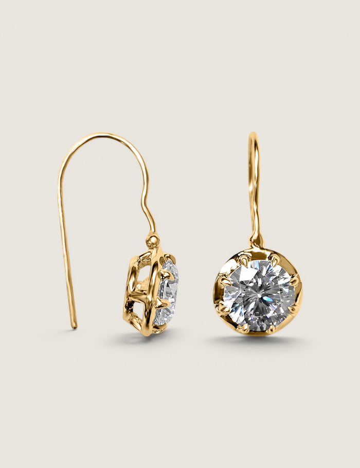 Solitaire Wire Drop Earrings - Fantasia by DeSerio