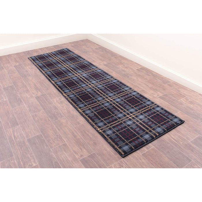 Ultimate Home Living Tartan Check Blue Rug