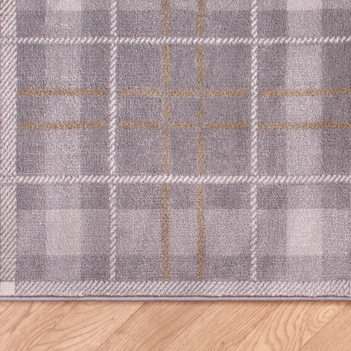 Ultimate Home Living Tartan Check Grey Ochre Rug