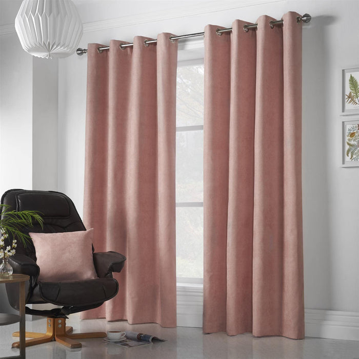 Velvet Chenille Blush Eyelet Curtains